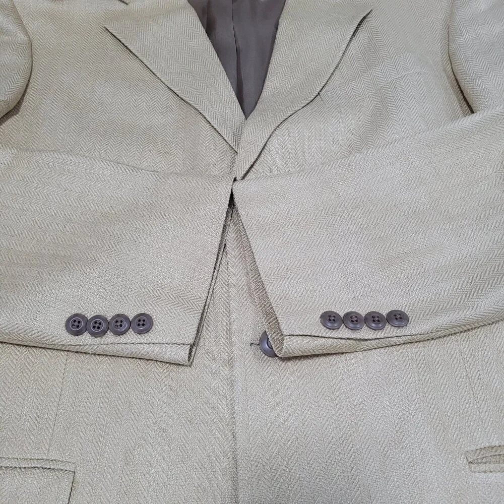 Bachrach Gold 100% Silk Herringbone 3 Button Notch Blazer Sport Coat 42L